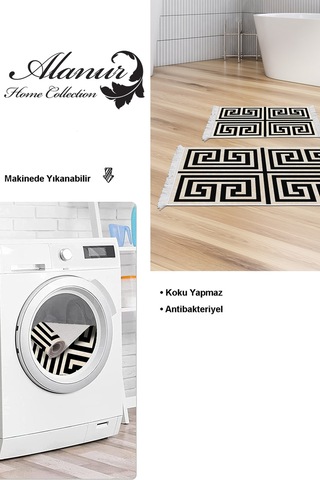 Dekoreko Kaymaz Taban Djt 2 Li Banyo Paspas Takımı Trend Saçaklı Modern 658m Siyah