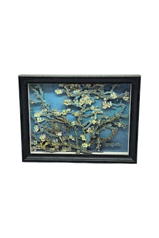 3d Katmanlı Badem Çiçekleri Sanat Tablosu Van Gogh Temalı Çerçeveli Hediyelik Dekoratif Masa Ve Duvar Panosu