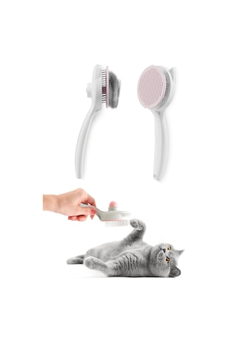 Kedi Köpek Otomatik Temizlenen Tuşlu Tüy Toplayıcı Tarak Basmalı Kedi Köpek Fırçası Evcil Pet Hayvan Tüy Kıl