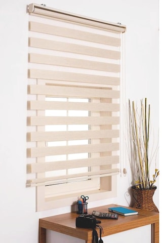 Krem Bambu Zebra Perde Altı Düz