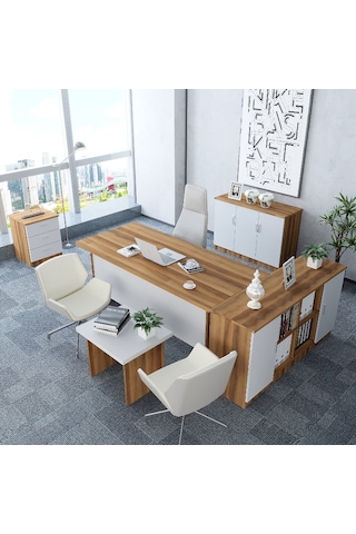 Oliver 5'li Ofis Takımı  Model 4 Çam Beyaz