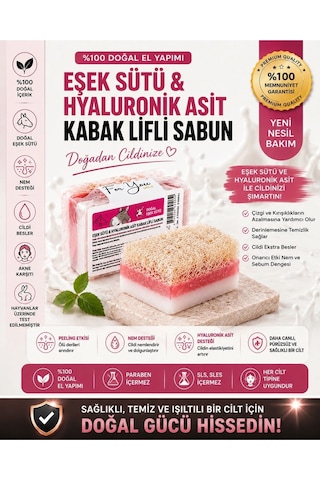 Doğal Kabak Lifli Eşek Sütü & Hyaluronik Asit Sabun Kabak Lifi - Lavanta