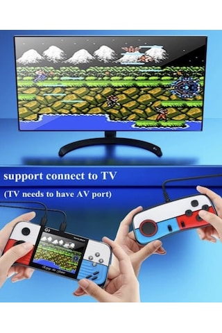 G9 2 Oyunculu Retro Oyun Konsolu 666 Klasik Oyunlu, 3.0" Ekranlı, Tv Bağlantılı Şarjlı Mavi-kırmız