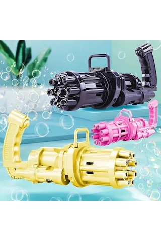 3 Adet Pembe Gold Siyah Çoklu Köpük Atan Köpük Tabancası Bubbles Gun Pilli Baloncuk Tabancası 20x7cm