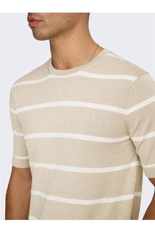 Only & Sons Onswyler Lıfe Reg 14 Ss Strıped Knıt Erkek Gri Kazak - Os22032764 Gri