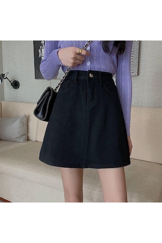 Kadın Etek Popüler Kot Etek Yüksek Bel Kore Kadınlar Için Diz Boyu Kısa Kot Etekler Açık Mavi