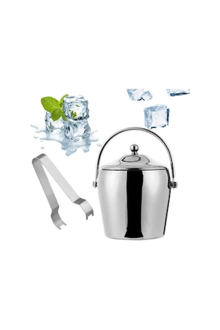 Homyl Barbekü Bar Partisi Için Çift Duvar Buz Kovası İçecek 1.2l Gümüş Çok Renkli