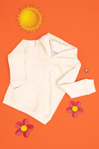 U.S. Polo Assn. Kız Çocuk Krem Kapüşonlu Basic Sweatshirt 50296388-VR071