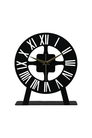 Roma Model Metal Lazer Kesim Akar Sessiz Mekanizmalı Masa Saati Siyah