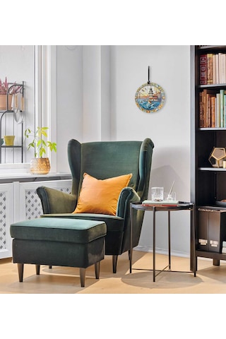 30 Cm Çap - İstanbul,kız Kulesi,deniz Kızı Füzyon Cam Duvar Süsü