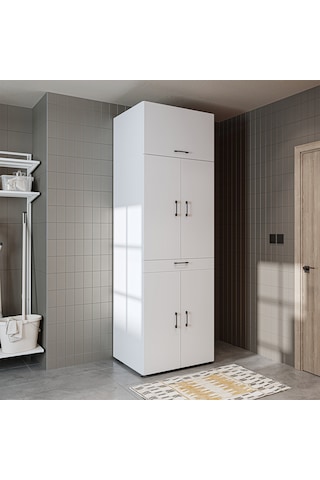 Dora Banyo Dolabı Kapaklı Çamaşır Ve Kurutma Makinesi Dolabı Mat Beyaz