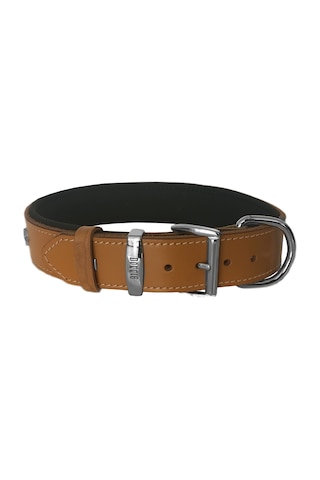 Deri Köpek Figürlü Köpek Boyun Tasması 56-64 Cm Xl Kamel