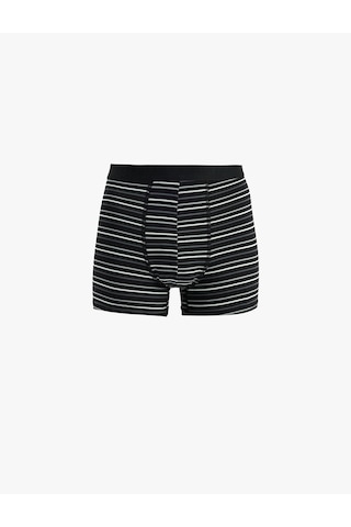 Koton Regular Fit Çizgili Pamuklu 3'lü Boxer Seti Siyah 6slm90030mk