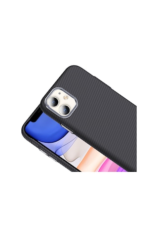 Apple Uyumlu iPhone 11 Kılıf M-safe Şarj Özellikli Karbon Fiber Görünümlü Zore Gros Kapak Gold-Siyah