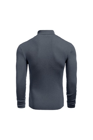 Polızeı Erkek Slim Fit Boğazlı Triko Kazak Esnek Dokulu İndigo