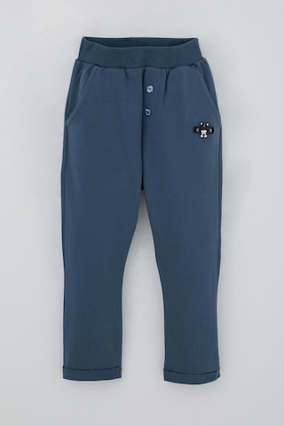 Breeze Erkek Bebek Eşofman Altı Ayıcık Armalı Düğme Aksesuarlı 9 Ay-3 Yaş, İndigo İndigo