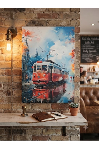 Tablo 40x60cm Orta Boy Kafe Ve Restoran Hediyelik Duvar Aksesuarı Tren Siyah