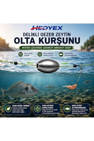 Hedyex 1 Gr 1000 Adet 1 Kg Olta Kurşunu Delikli Gezer Zeytin