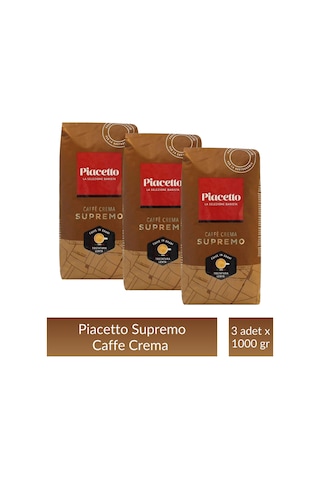 Piacetto Cafe Crema Supremo Çekirdek Kahve 1 Kg X 3 Adet Çekirdek Kahve