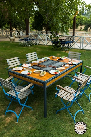 Kebapçı Modeli Sarıçam Mangallı Masa Ahşap