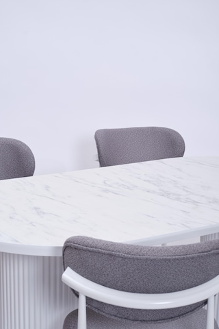 Bohem Polo Lak Panel Yemek Masa Sandalye Takımı 90x170 Beyaz Mermer
