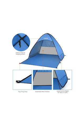 Lixada Otomatik Anında Açılır Plaj Çadırı Hafif Dış Mavi