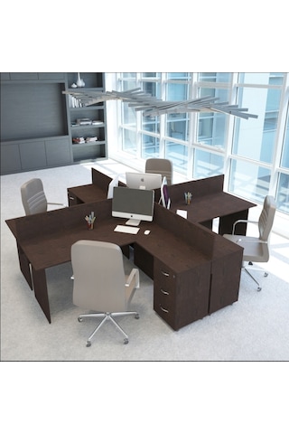 Burovena Vena Nil L Workstation Dörtlü Çalışma Masa 318Cm X 296Cm X 115H