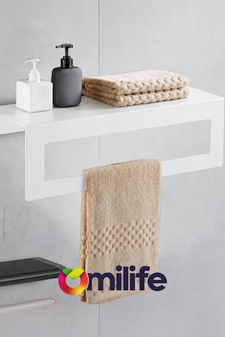 Beyaz Raflı Havlu Askısı Metal Banyo Raflı Havluluk 27 Cm Otel Tipi Duvar Havlu Rafı Diğer