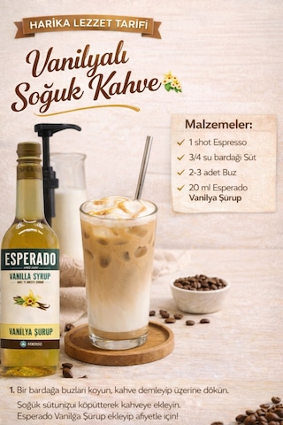 Şekersiz Sugar Free Vanilya Aromalı Kahve Şurubu 750 Ml - Barista Serisi Diğer