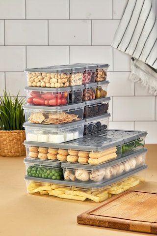 Multi Box 17 Parça 5 Farklı Boy Saklama Kabı Seti - Dondurucu & Mikrodalga Uyumlu Gri