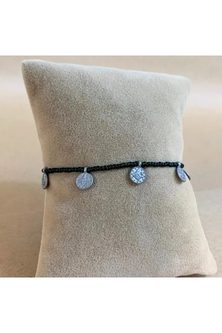 Uretti - Mehtap 4435 - El Yapımı Antik Boncuk Detaylı Halhal Siyah