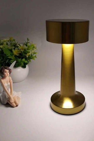 Dimmerli Dekoratif Gold Şarjlı Dokunmatik Led Masa Lambası Usb Kablolu Gece Lambası Nv0055g Gold