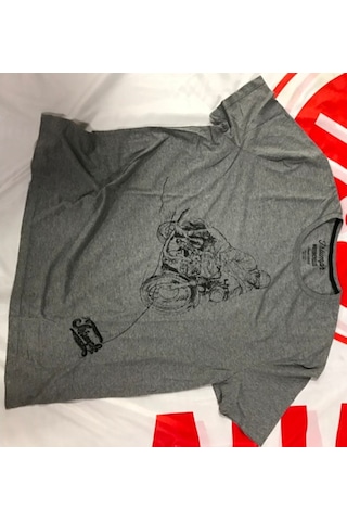 Triumph Tom Motor Resmi Baskılı Bisiklet Yaka Gri Tshirt