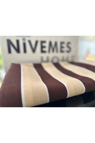 Nivemeshome Branda Kahve - Krem Balkon Perdesi