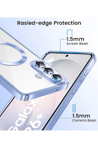 Samsung Galaxy S26 Plus Uyumlu Kılıf Kamera Lens Koruyuculu Magsafe Özellikli Telefon Kılıfı Kapak Sierra Mavi