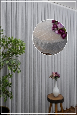 Evdepo Home Kullanıma Hazır Keten Tül Perde (540683508)