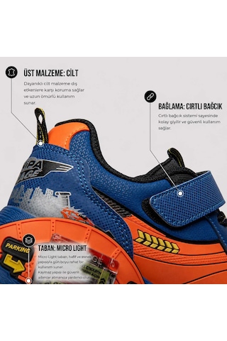 Larabell Hediyelik Arabalı Çocuk Spor Ayakkabı Cırtlı Okula Uygun Okula Dönüş Günlük Sneaker Mavi