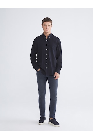 Lcwaıkıkı Classic Lacivert Regular Fit Uzun Kollu Erkek Dokulu Gömlek