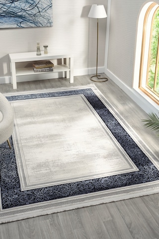 Zen Mavi Halı Akrilik Halı Yumuşak Dokulu Salon Oturma Odası Yatak Odası Halısı 7006 Mavi