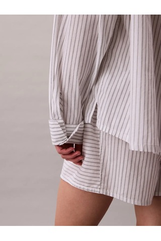 Calvin Klein Cotton Poplın Shırt Beyaz Kadın Pijama Gömleği