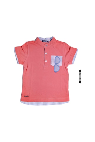 Xo Kids %100 Pamuklu Gözlük Baskılı Erkek Çocuk Düğmeli Polo Tişört 1-5 Yaş 8148 Kırmızı