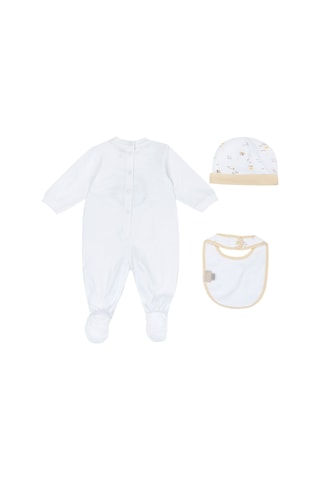 Chicco Kız Bebek Tulum, Şapka Ve Önlük Hediye Seti 09102093000000 000033 Beyaz