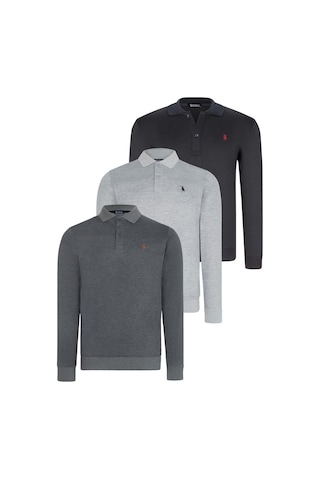 Üçlü Set V4007 Dewberry Erkek Sweatshırt-lacivert-antrasit-gri Lacivert-antrasit-gri