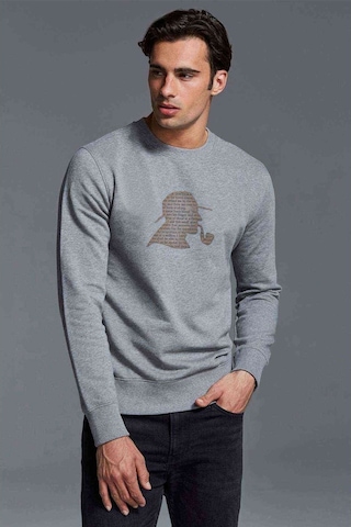 Sherlock Holmes Kurgu Özel Dedektif Baskılı Gri Erkek Sweat