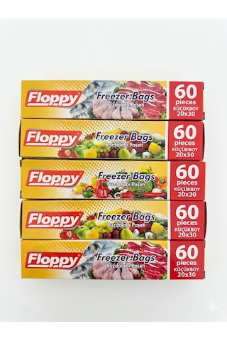 Şeylişeyler - Floppy Buzdolabı Poşeti Küçük Boy 20x30 Cm 60'lı 10 Paket - Gıda Saklama Derin Dondurucu Poşeti