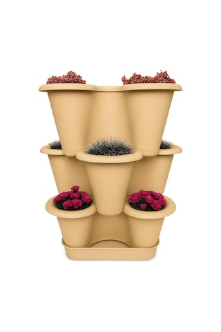 3 Katlı Şanslı Yonca Tasarımlı Dekoratif Saksı Seti, 26.5 X 26.5 Cm, Çiçek Ve Bitki Sebze Yetiştirme, Bahçe Salon Mutfak Saksı Seti Bronz Sku: Smg8690010006172