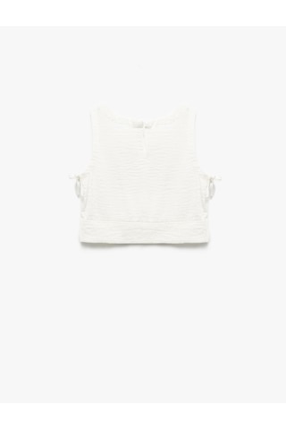 Koton Bisiklet Yaka Dokulu Kolsuz Crop Bluz Beyaz 5skg60140aw Beyaz