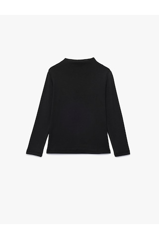 Koton Dik Yaka Modal Karışımlı Uzun Kollu Slim Fit Tişört Siyah 7wkg10187ak