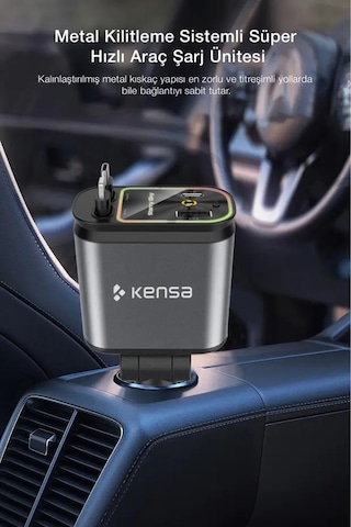 Ü 1 Arada 70w Araç Şarj Cihazı Type-c + Lightning Usb-c & Usb-a Led Atmosfer Işığı 180 70w Car Charger
