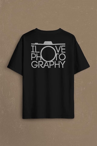 I Love Photography Fotoğrafçı Canon Nikon Sırt Ön Baskılı Oversize Tişört Unisex T-shirt 001